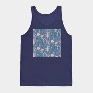 Blue and Pink Tile Flowers Tank Top